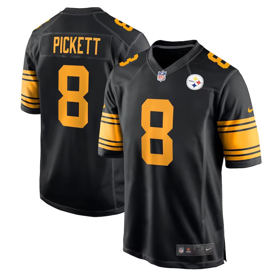 Men Pittsburgh Steelers 8 Kenny Pickett Nike Black Alternate Game NFL Jersey